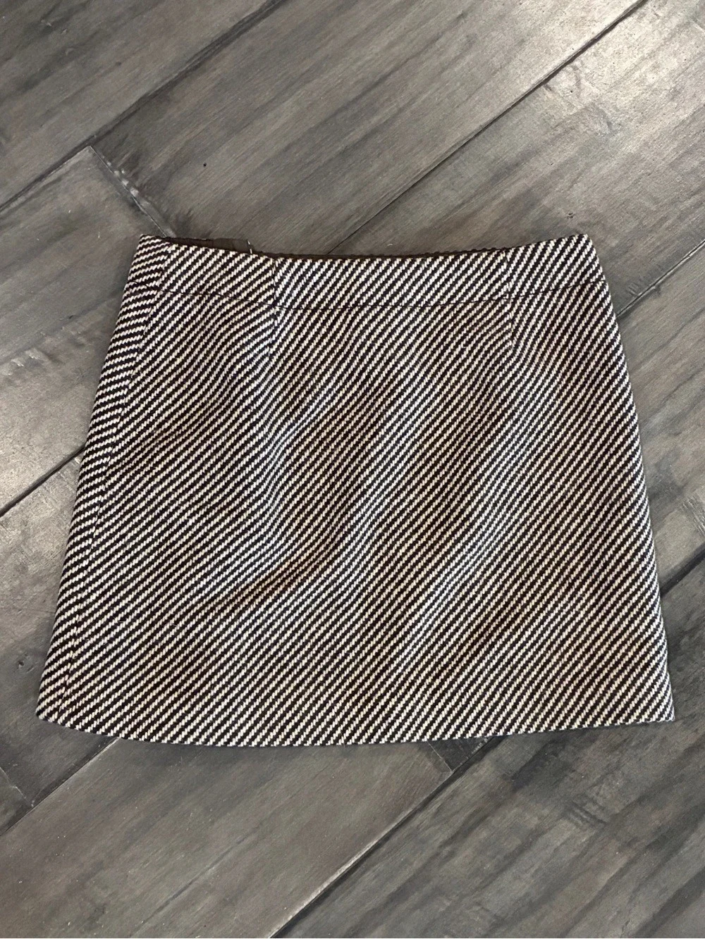 J.Crew Brown Wool Blend Button-Front Herringbone Pattern Mini Skirt - Size 2